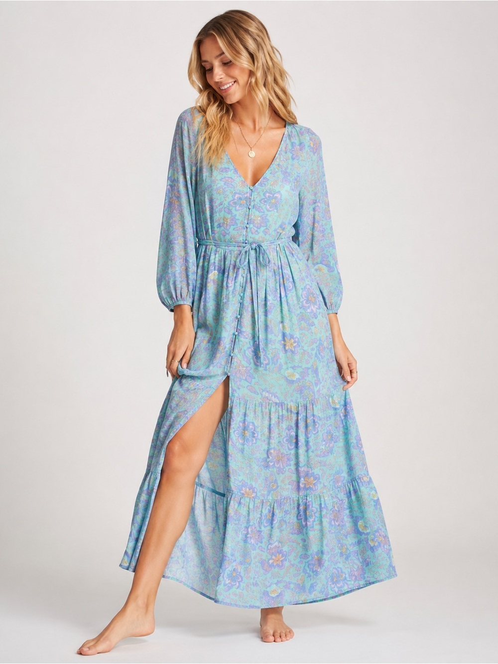 Billabong Blue Floral Maxi Dress